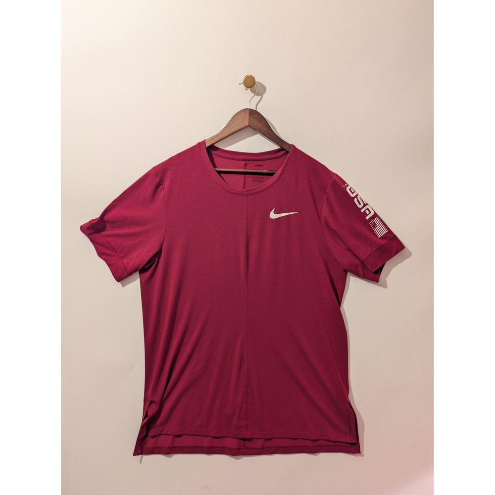 Nike Yoga Shirt Mens XL Red Excellent Team USA Olympic Gym Athletic Tee